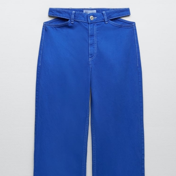 Zara Denim - Zara Mid Rise Cut Out Wide Leg Jeans Size 12